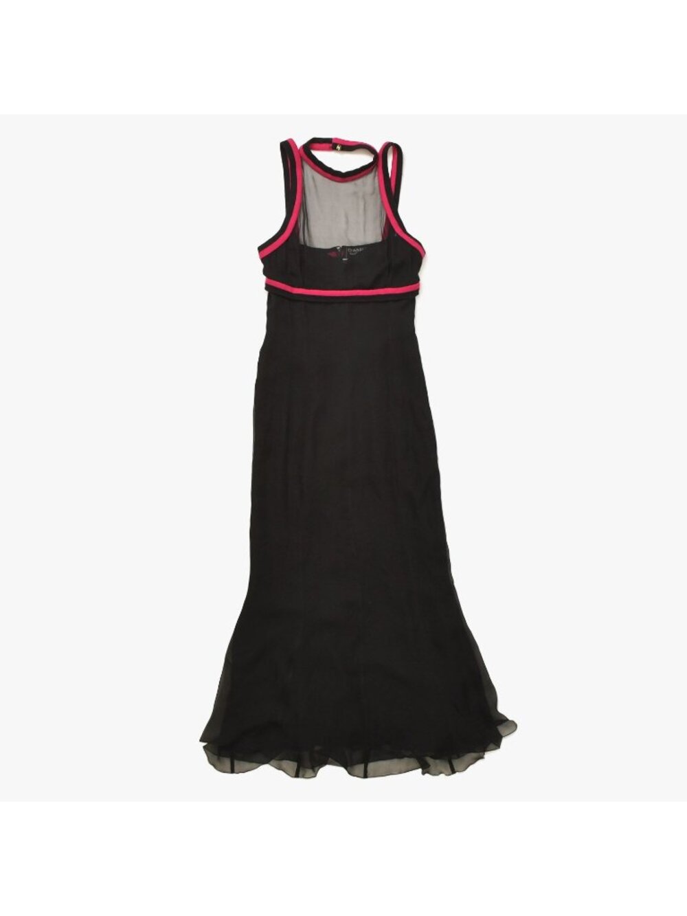 Chanel Lace Dress Black Pink CC Logo Button Shawl Silk